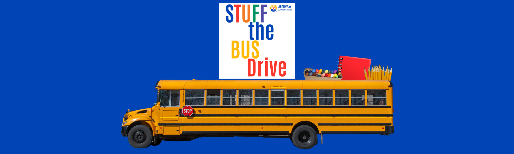 bus with school supplies out the top