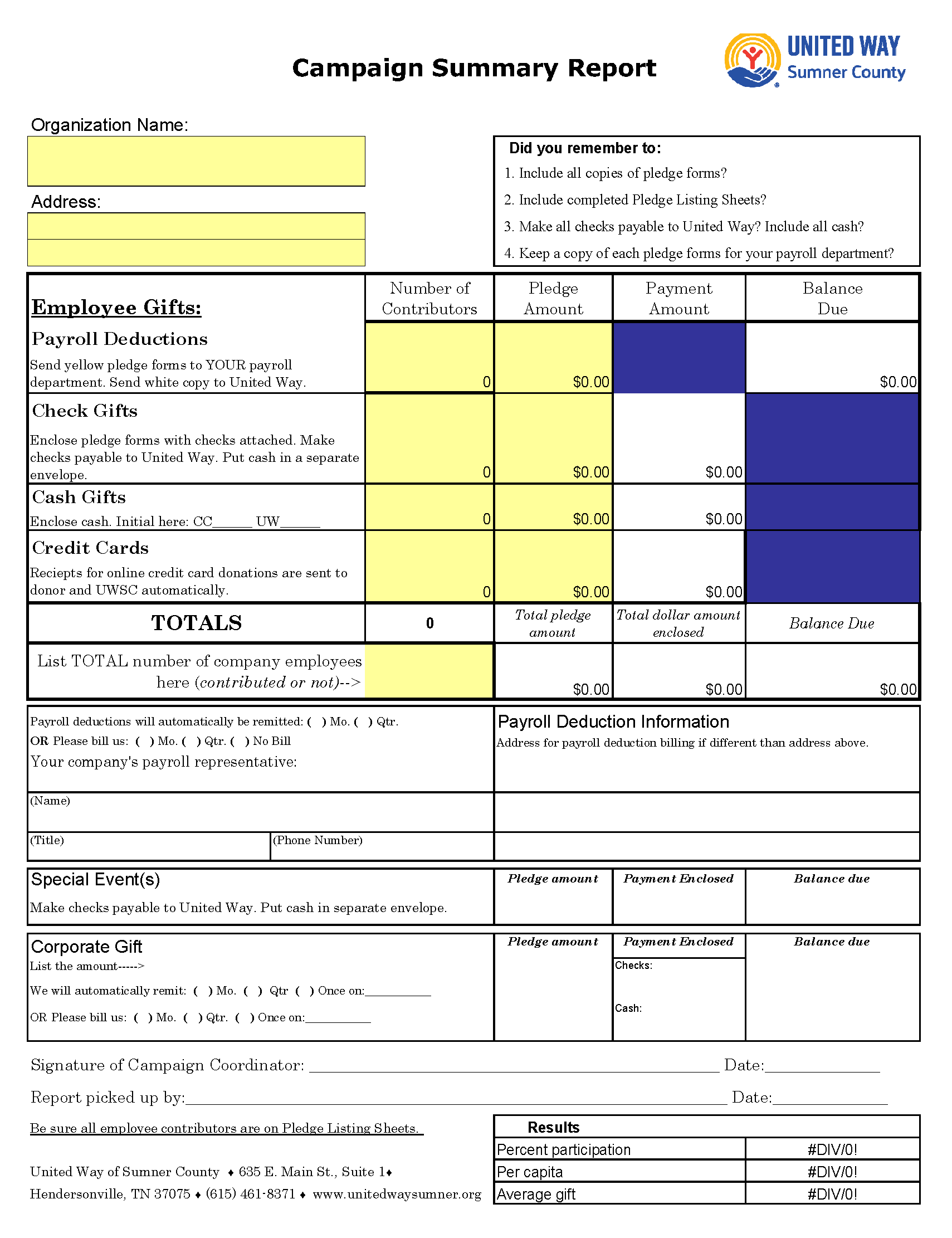 UWSC Campaign Summary Sheet