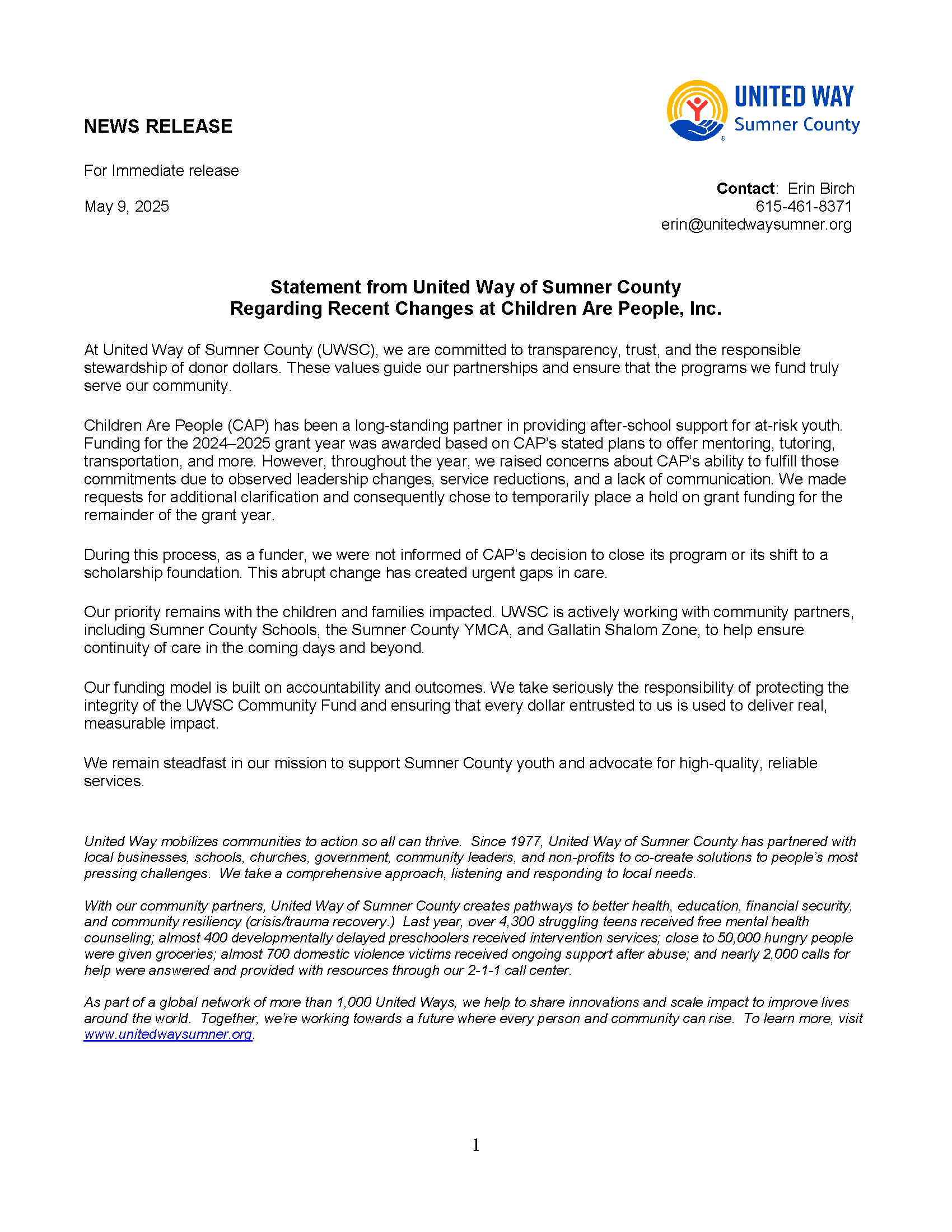Press Release 5.9.25