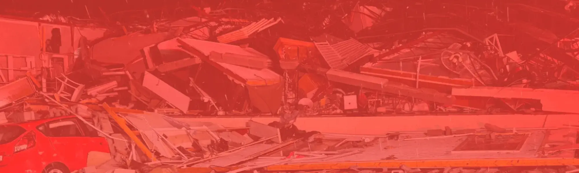 tornado damage with red overlay