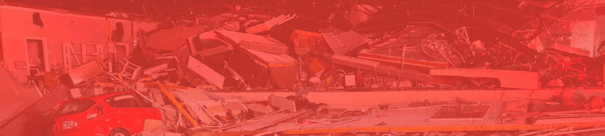 tornado damage photo with red overlay
