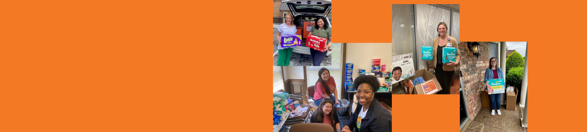photos of people dropping off mom & baby donations