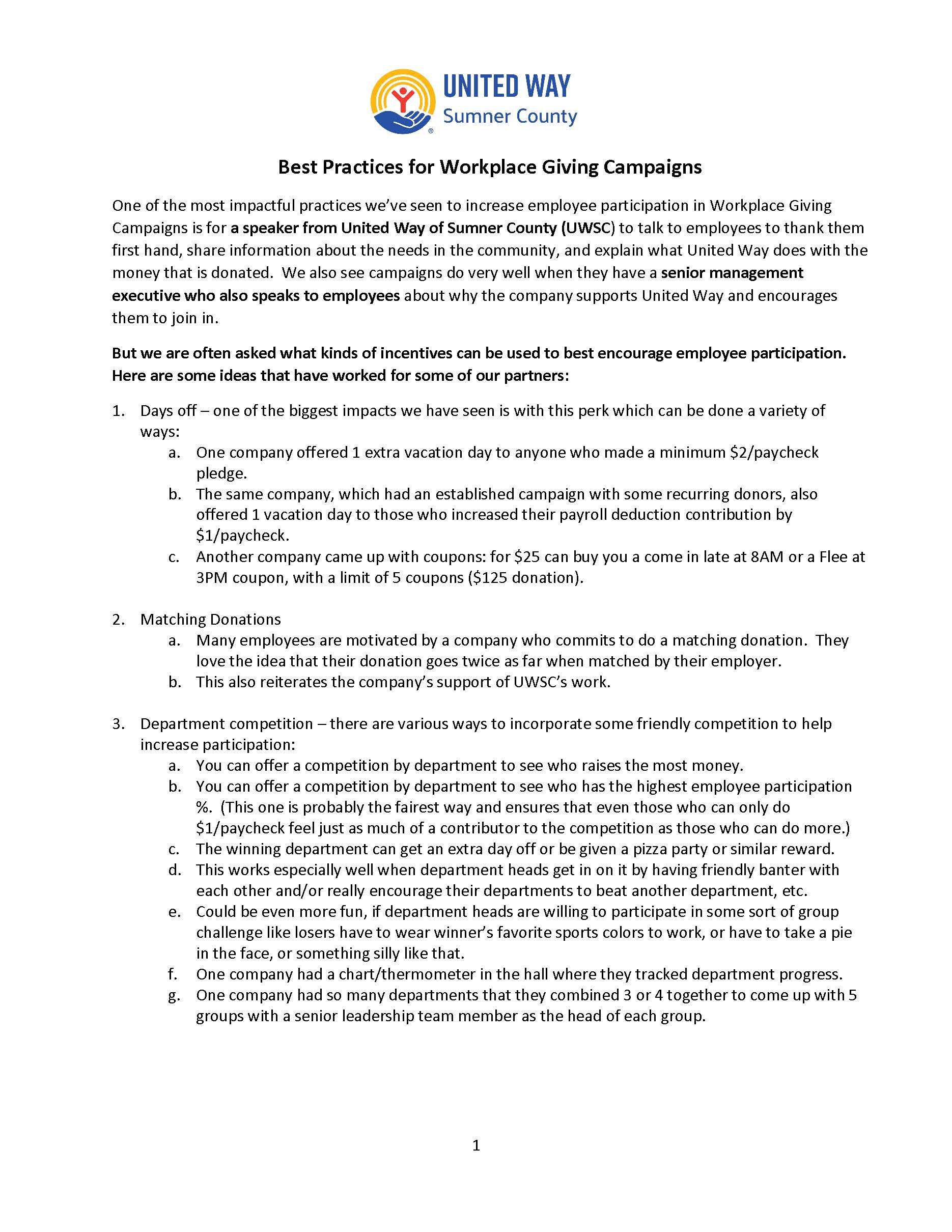 UWSC Best Practices