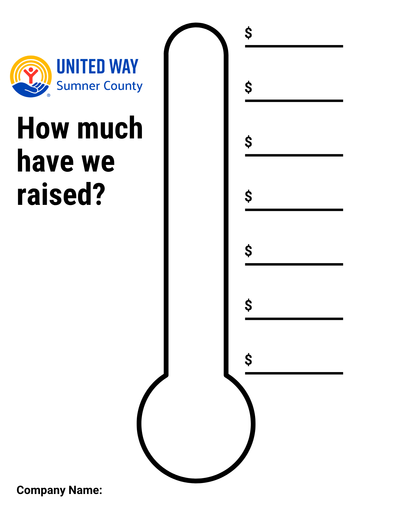 Campaign Thermometer to measure how much as been raised so far.