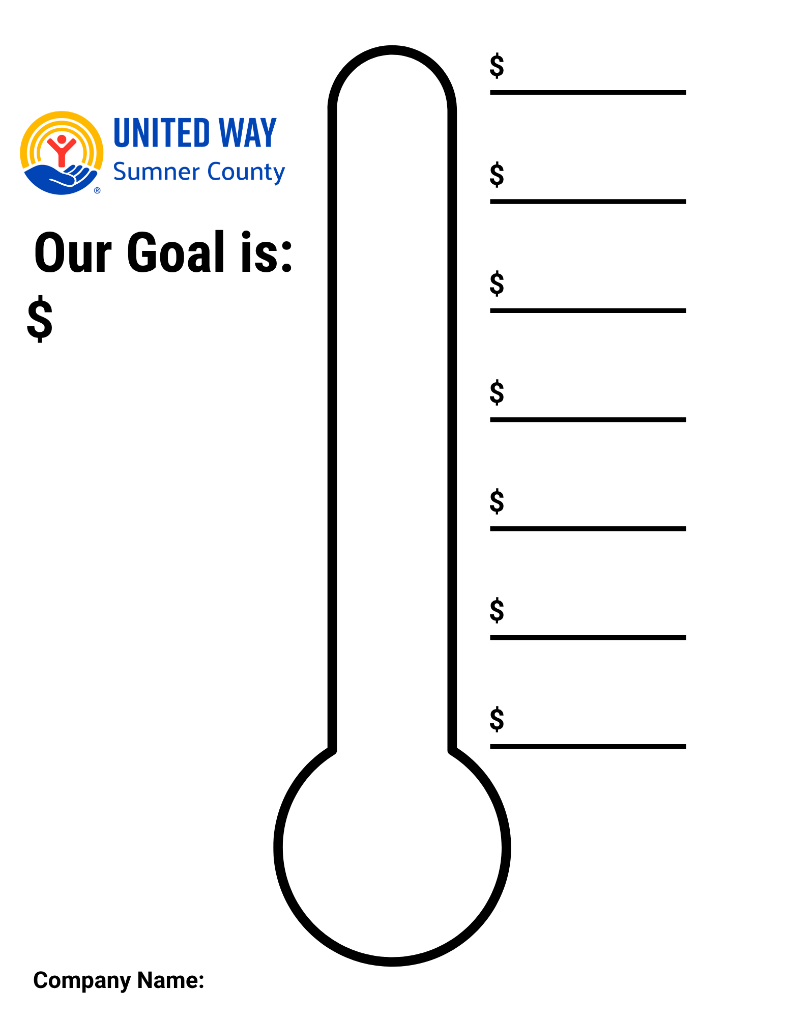 UWSC Campaign Thermometer with goal